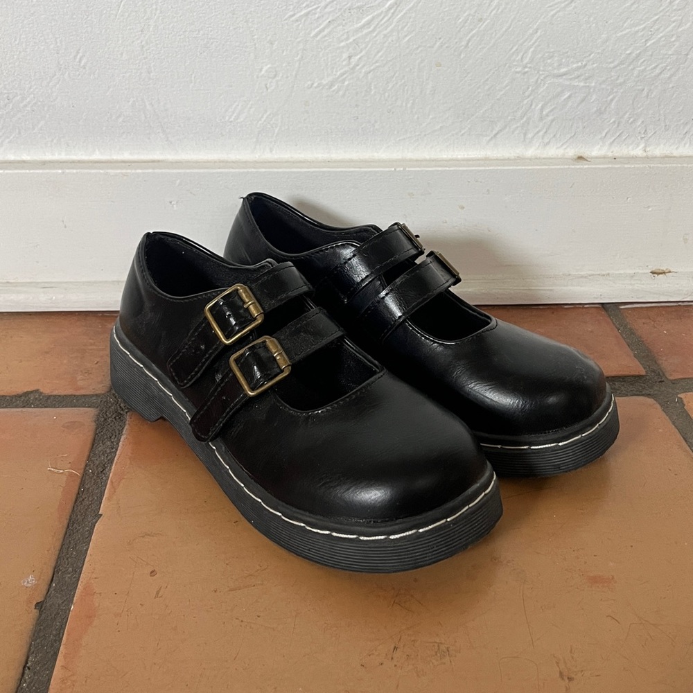 Black Mary Janes with Double Buckle